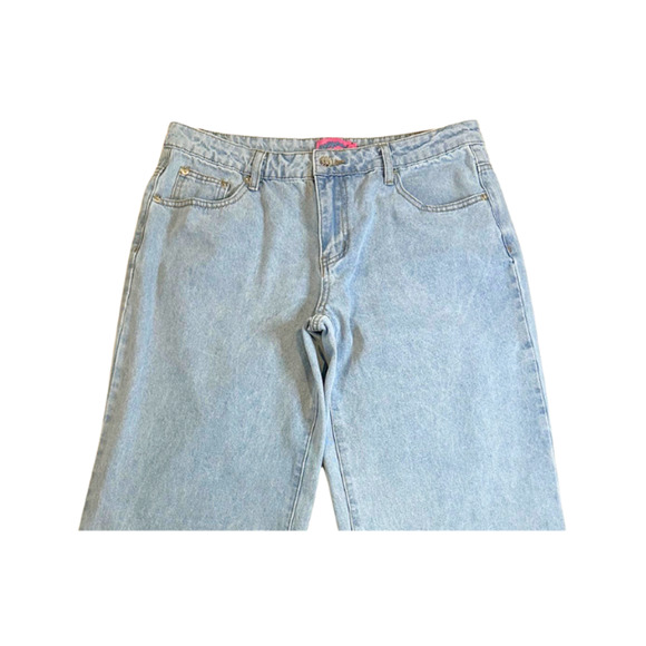 Edikted Raelynn Jeans Wide Leg 100% Cotton Light Blue Denim Women’s Size Large - Picture 2 of 9